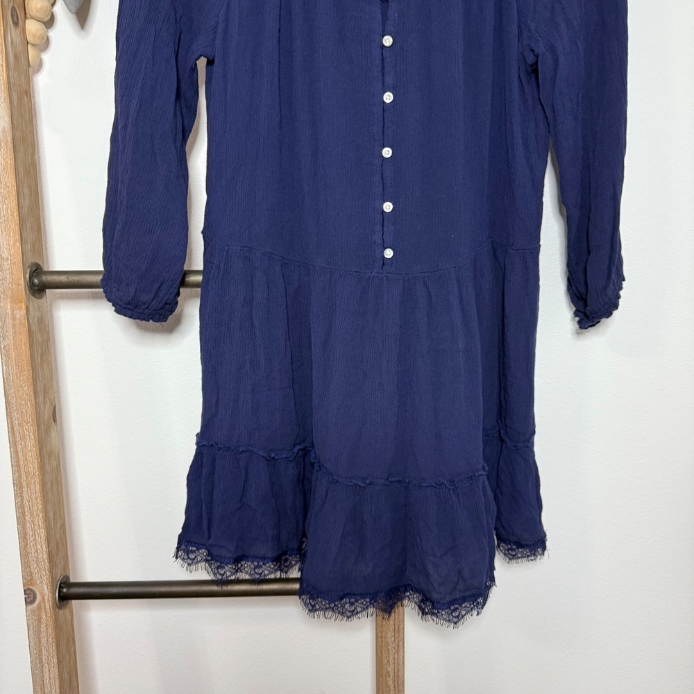 Aerie Blue Long Sleeve Peasant Mini Dress Size X Small - Picture 4 of 10